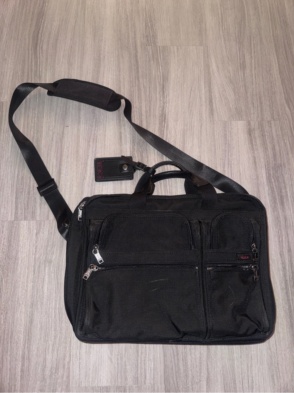 Tumi Black Nylon Laptop Briefcase with Shoulder Strap